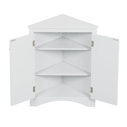 White Triangle Bathroom Storage Cabinet with Adjustable Shelves