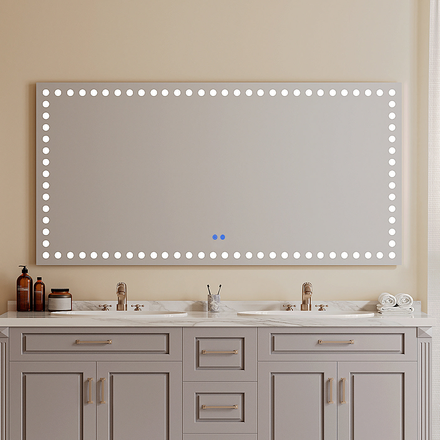 72X36 Inch Led-Lit Bathroom Mirror, Anti-Fog, Memory Rectangular Vanity Mirror