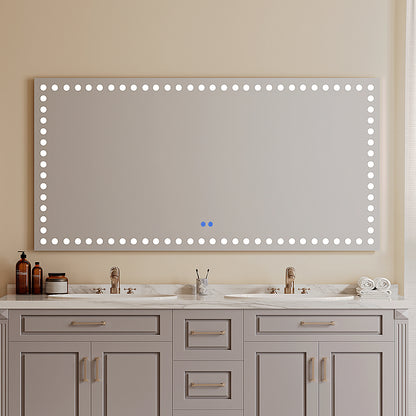 72X36 Inch Led-Lit Bathroom Mirror, Anti-Fog, Memory Rectangular Vanity Mirror
