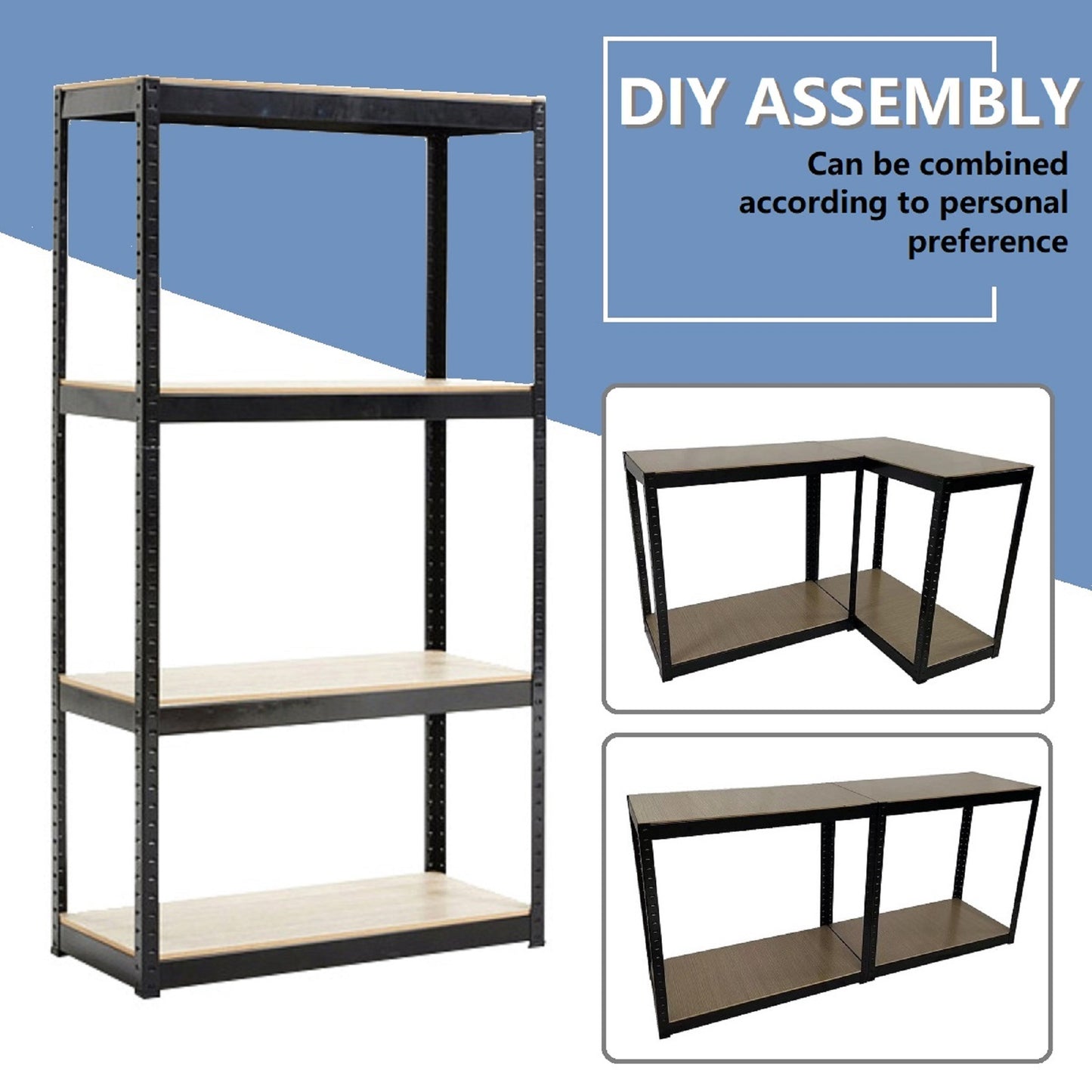 4 Tier Adjustable Garage Storage Shelving - Heavy Duty Metal Storage Utility Rack
