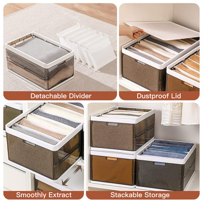 3 Pack Foldable Storage Bin with Lid - Stackable