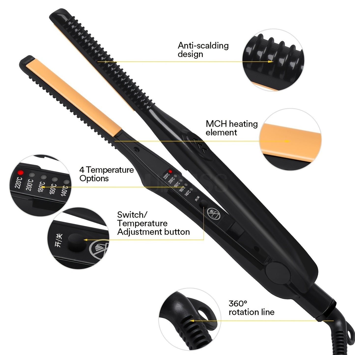 2-in-1 Professional Mini Hair Straightener and Curler