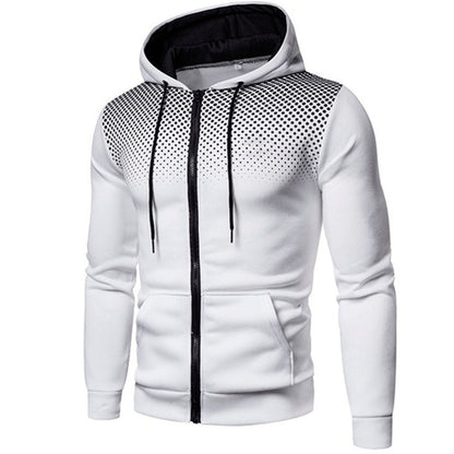 Men's polka dot zipper hoodie sweater Autumn and winter plush warm hoodie hoodie sweatshirt