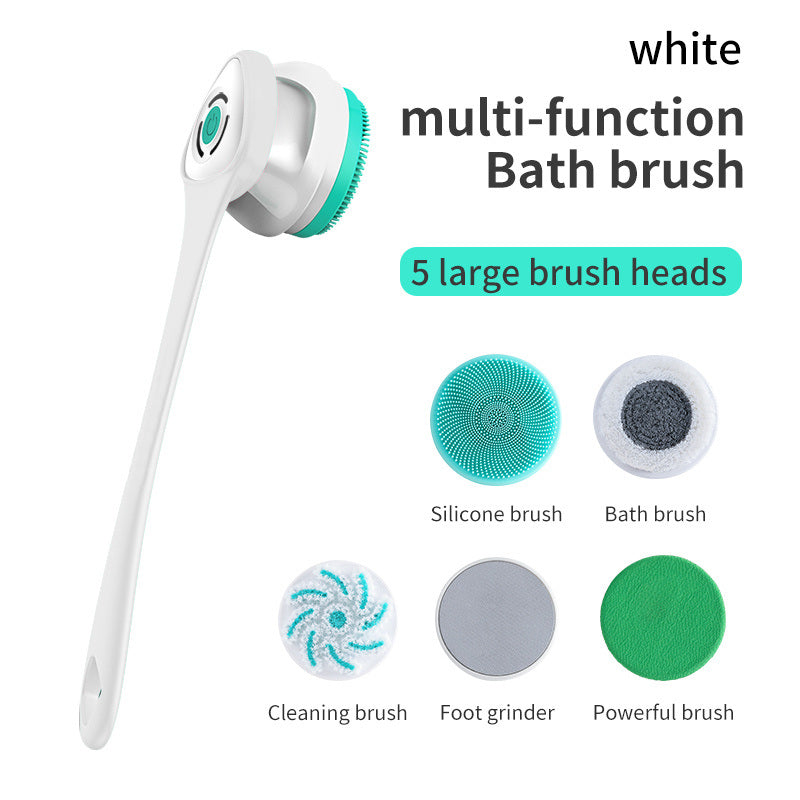 Multifunctional Electric Bath Brush with Long Handle for Exfoliating and Cleansing