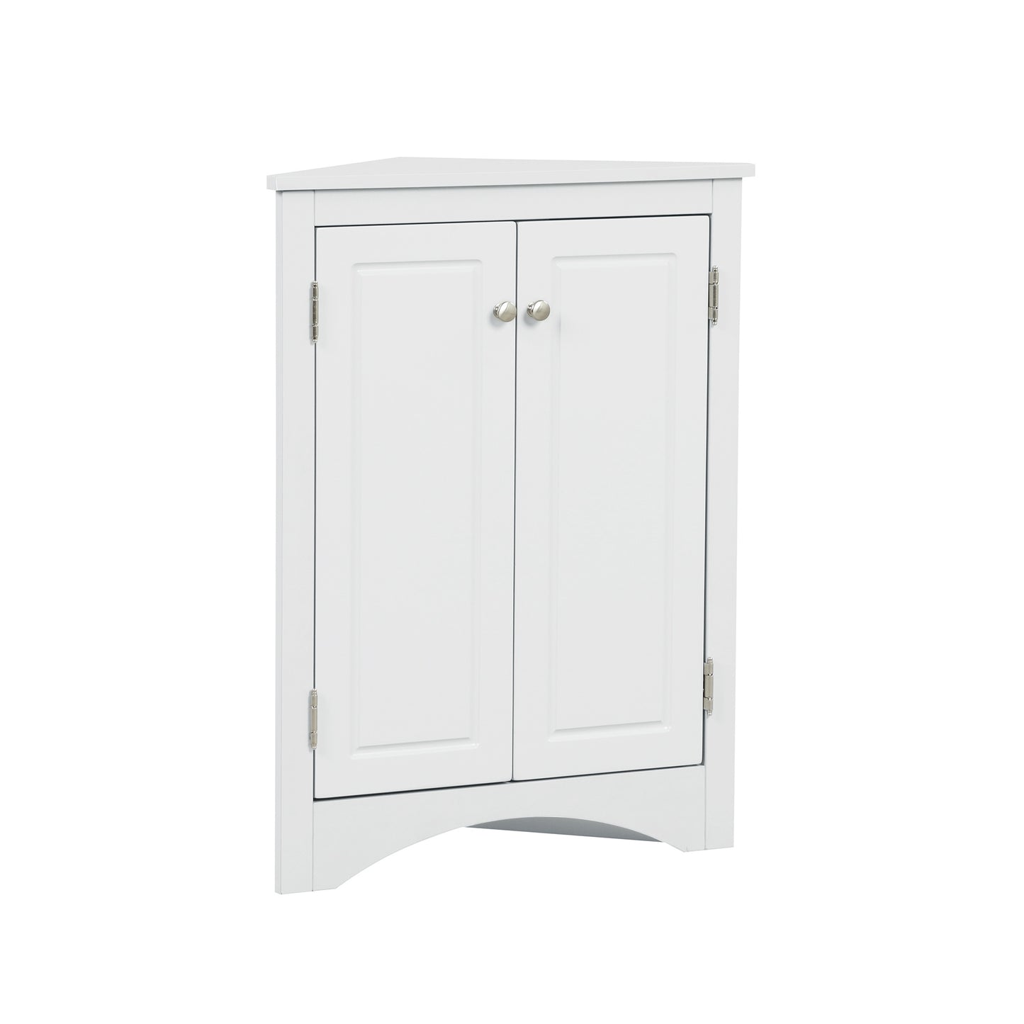 White Triangle Bathroom Storage Cabinet with Adjustable Shelves