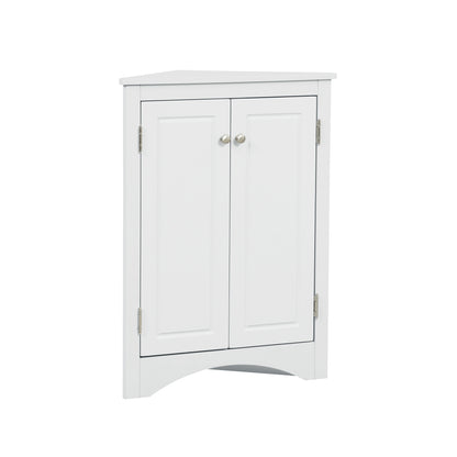 White Triangle Bathroom Storage Cabinet with Adjustable Shelves