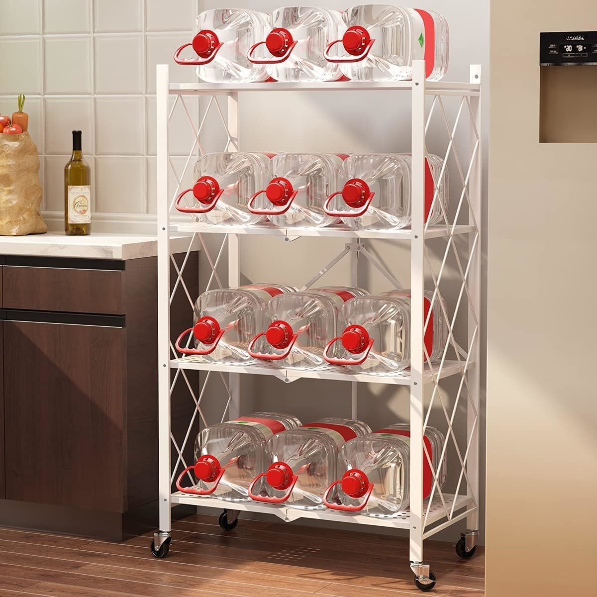 Metal Storage Shelving Unit Collapsible - for Kitchen Bathroom