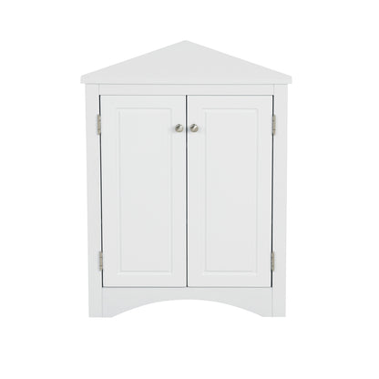 White Triangle Bathroom Storage Cabinet with Adjustable Shelves