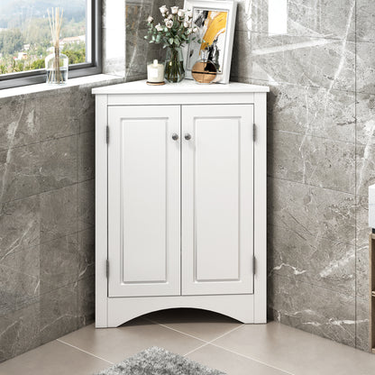 White Triangle Bathroom Storage Cabinet with Adjustable Shelves