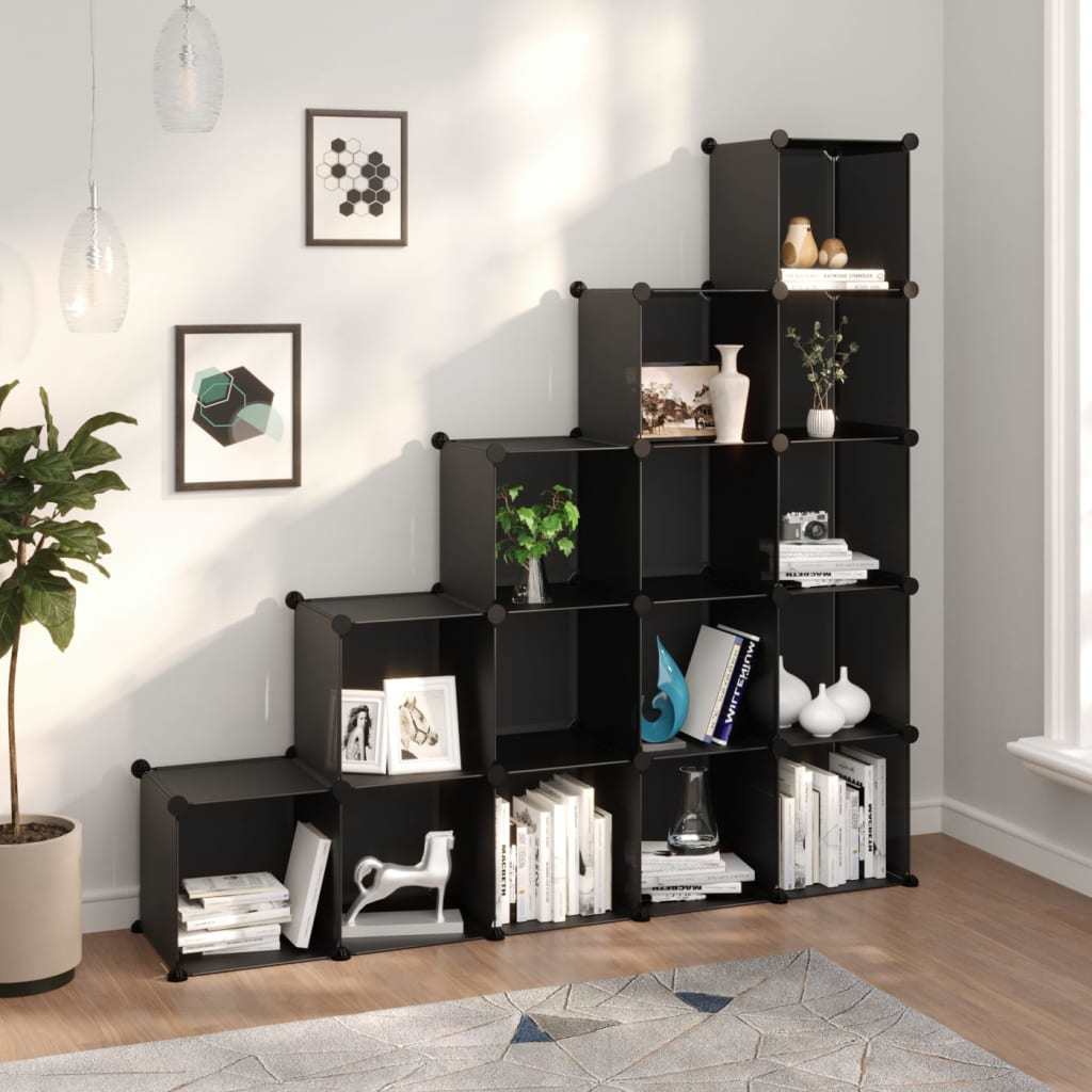 Storage Cube - Organizer with 15 Cubes - Black