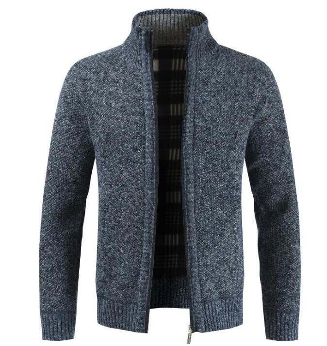Men's Sweaters Casual Slim Full Zip Thick Knitted Cardigan Warm Sweaters