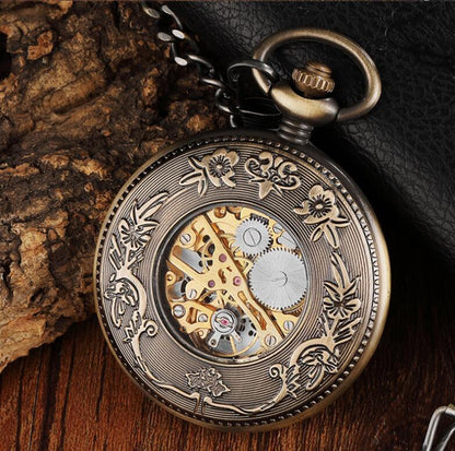 Large Flip Pocket Watch Roman Carved Hollow