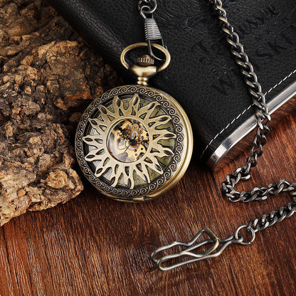 Vintage Engraved Hollow Automatic Mechanical Pocket Watch