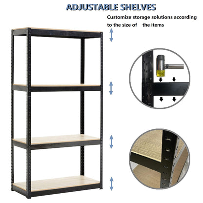 4 Tier Adjustable Garage Storage Shelving - Heavy Duty Metal Storage Utility Rack