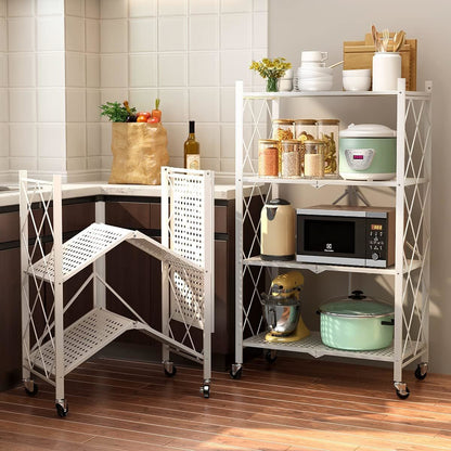Metal Storage Shelving Unit Collapsible - for Kitchen Bathroom