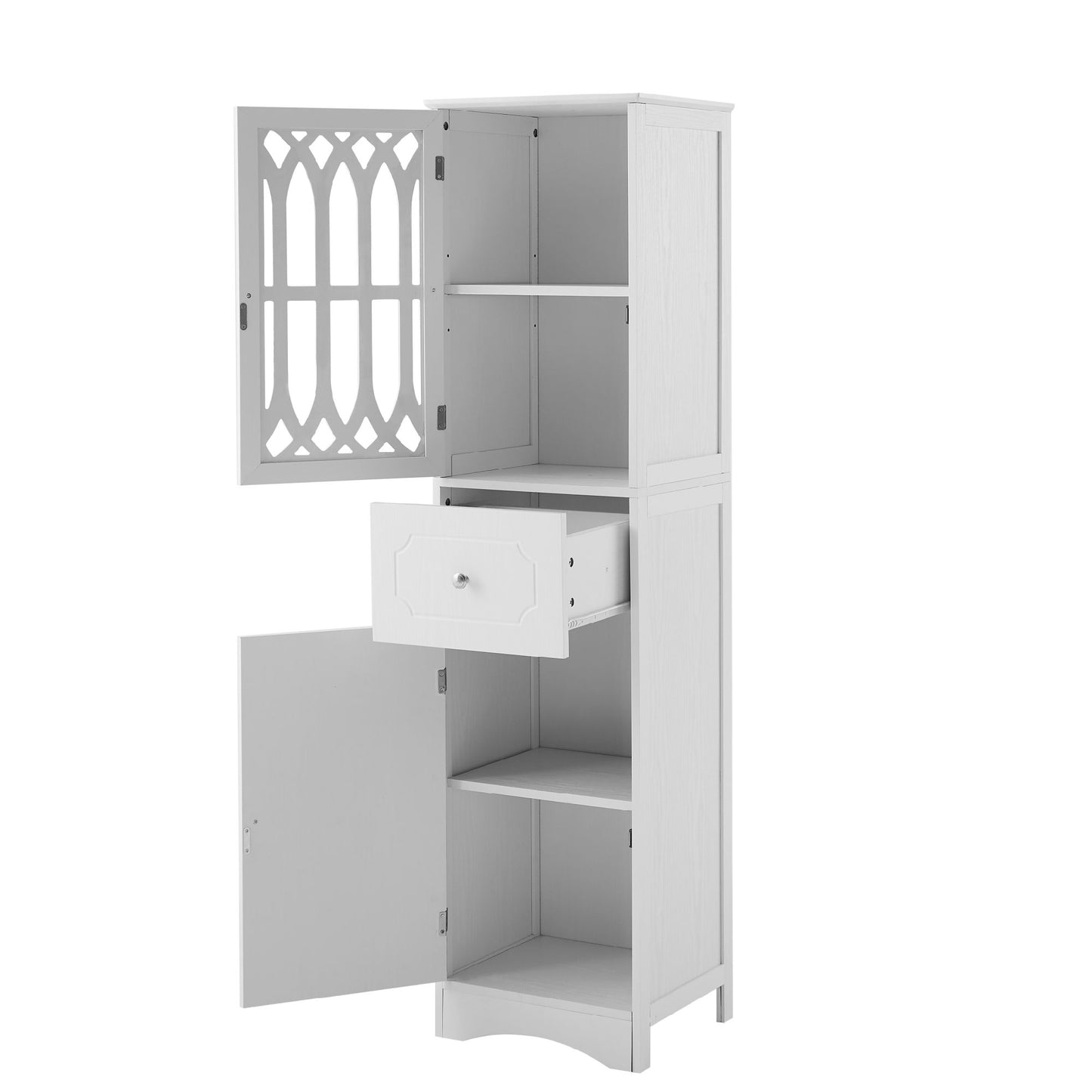 Tall Bathroom Cabinet - Freestanding Storage Cabinet with Drawer and Doors