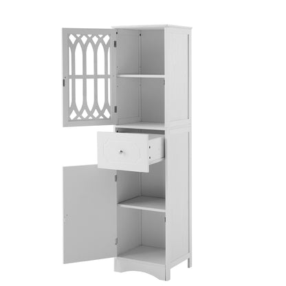Tall Bathroom Cabinet - Freestanding Storage Cabinet with Drawer and Doors