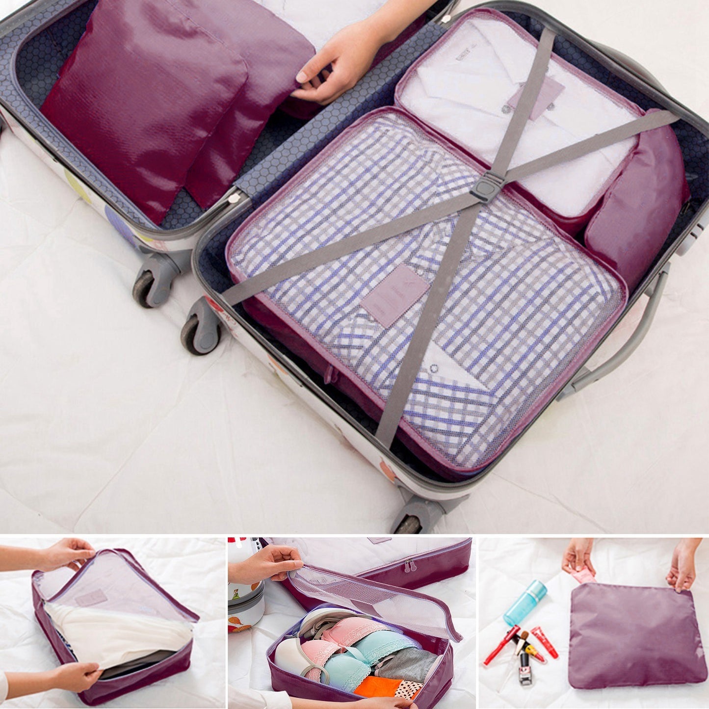 9Pc Clothes Storage Bags - Travel Luggage Organizer - Packing Cubes
