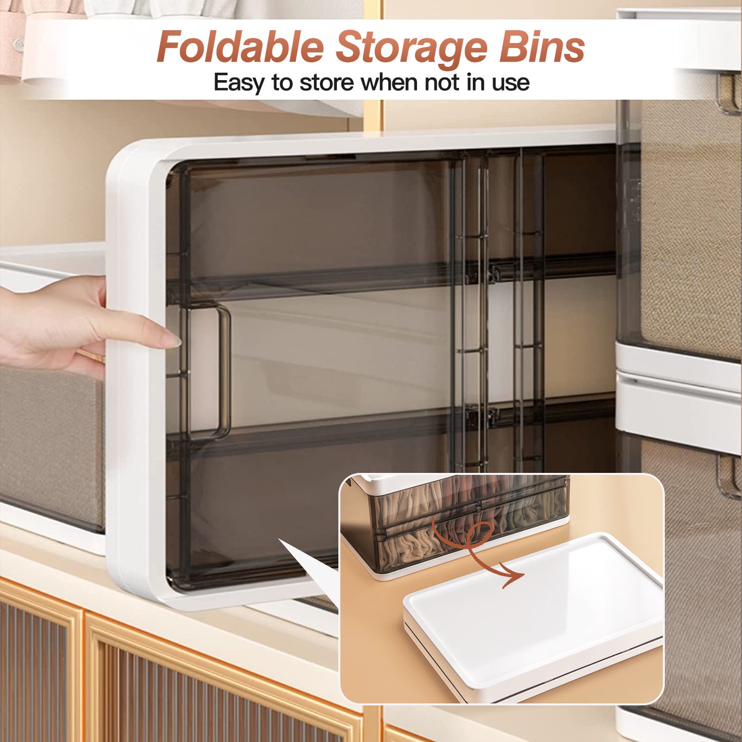 3 Pack Foldable Storage Bin with Lid - Stackable