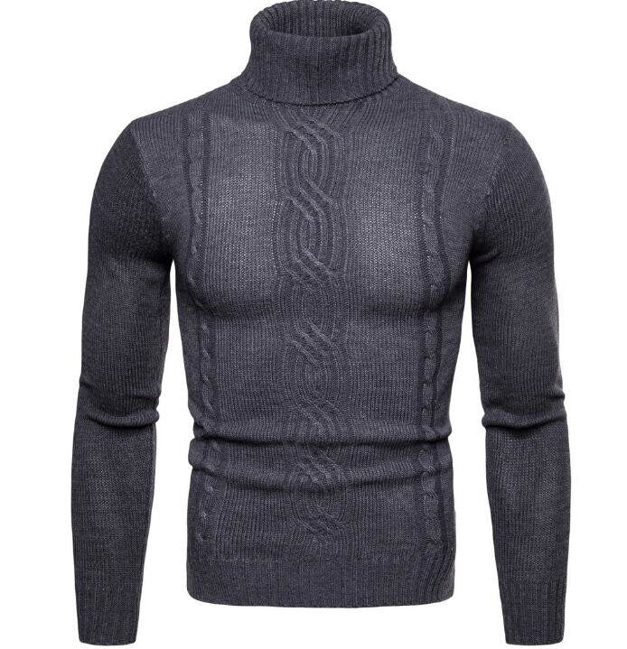 Men's Pullover Turtleneck Sweater Casual Slim Fit Long Sleeve