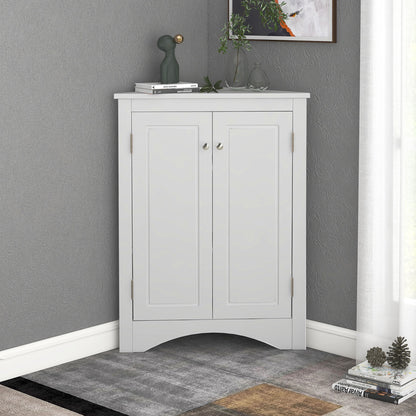 White Triangle Bathroom Storage Cabinet with Adjustable Shelves