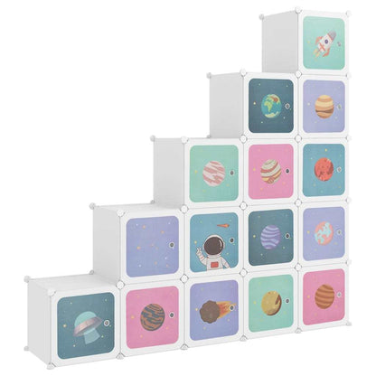 Cube Storage Cabinet for Kids with 15 Cubes White