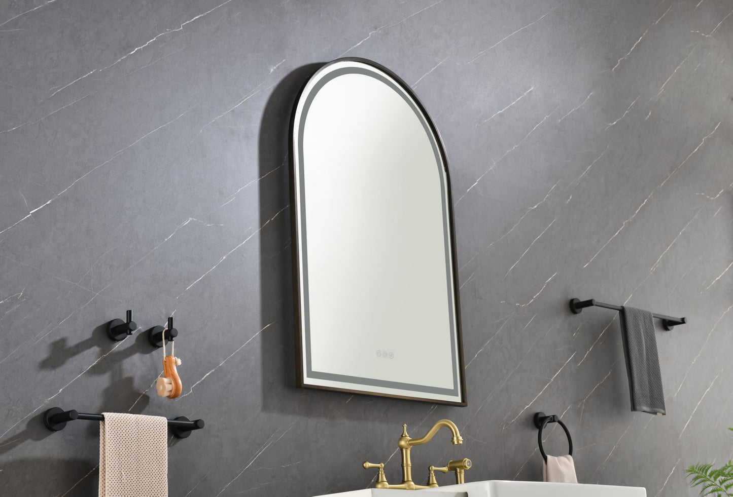 39in. W x 26in. H Oversized Rectangular Framed LED Mirror Anti-Fog Dimmable Wall Mount Bathroom Vanity Mirror Wall Mirror Kit For Gym And Dance Studio