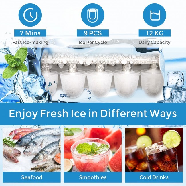 Countertop LCD Display Ice Maker with Ice Scoop