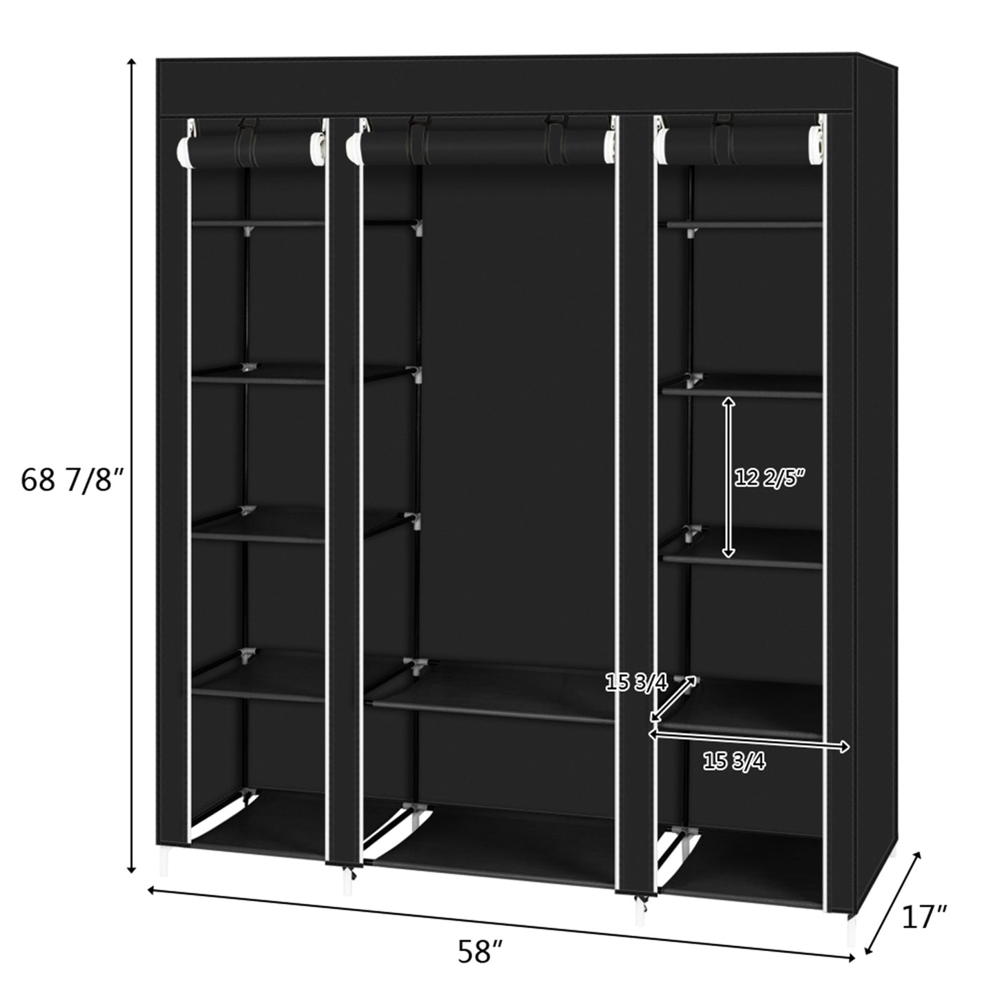 69" Portable Clothes Closet Wardrobe Storage Organizer