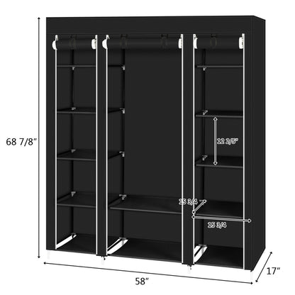 69" Portable Clothes Closet Wardrobe Storage Organizer