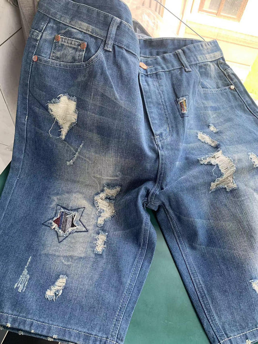 Men's Slim Fit Ripped - Jean Denim Shorts