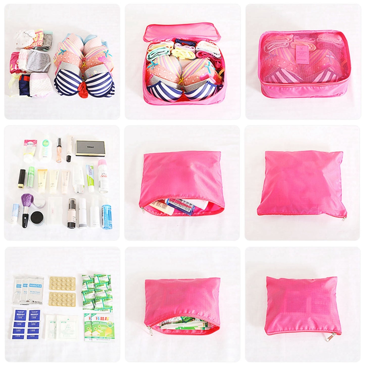 9Pc Clothes Storage Bags - Travel Luggage Organizer - Packing Cubes