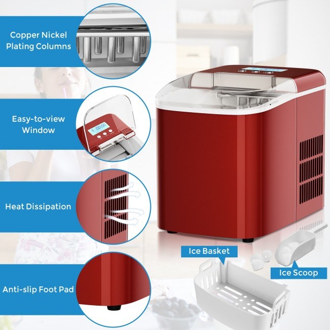 Countertop LCD Display Ice Maker with Ice Scoop