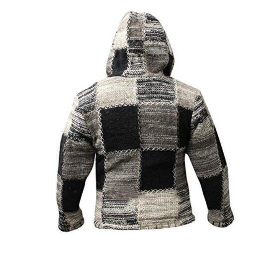 Men's Patchwork Knitted Sweater Cardigan Hooded Jacket