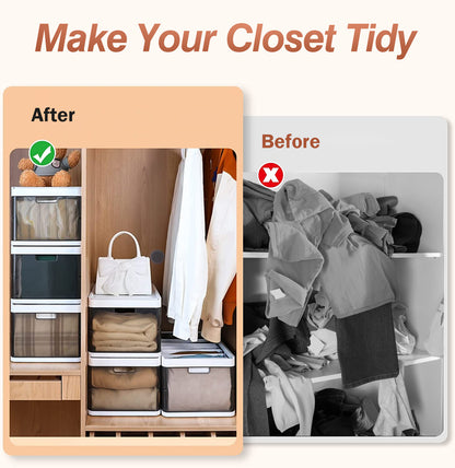 3 Pack Foldable Storage Bin with Lid - Stackable