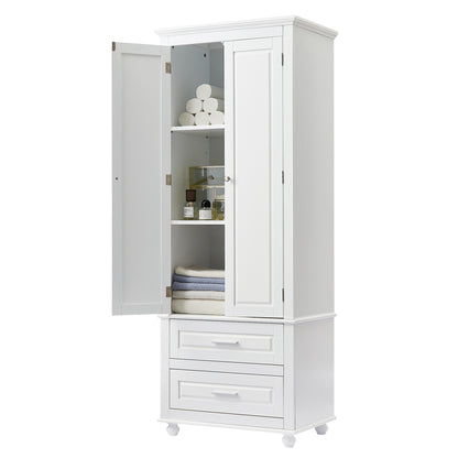 Tall Storage Cabinet with Two Drawers for Bathroom/Office