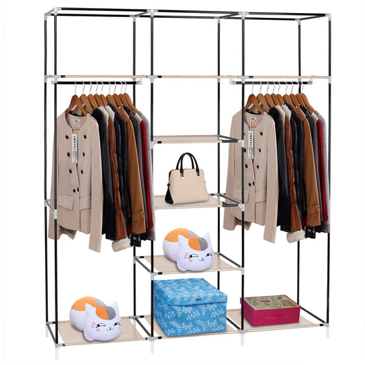 69" Portable Clothes Closet - Double Rod Storage Organizer