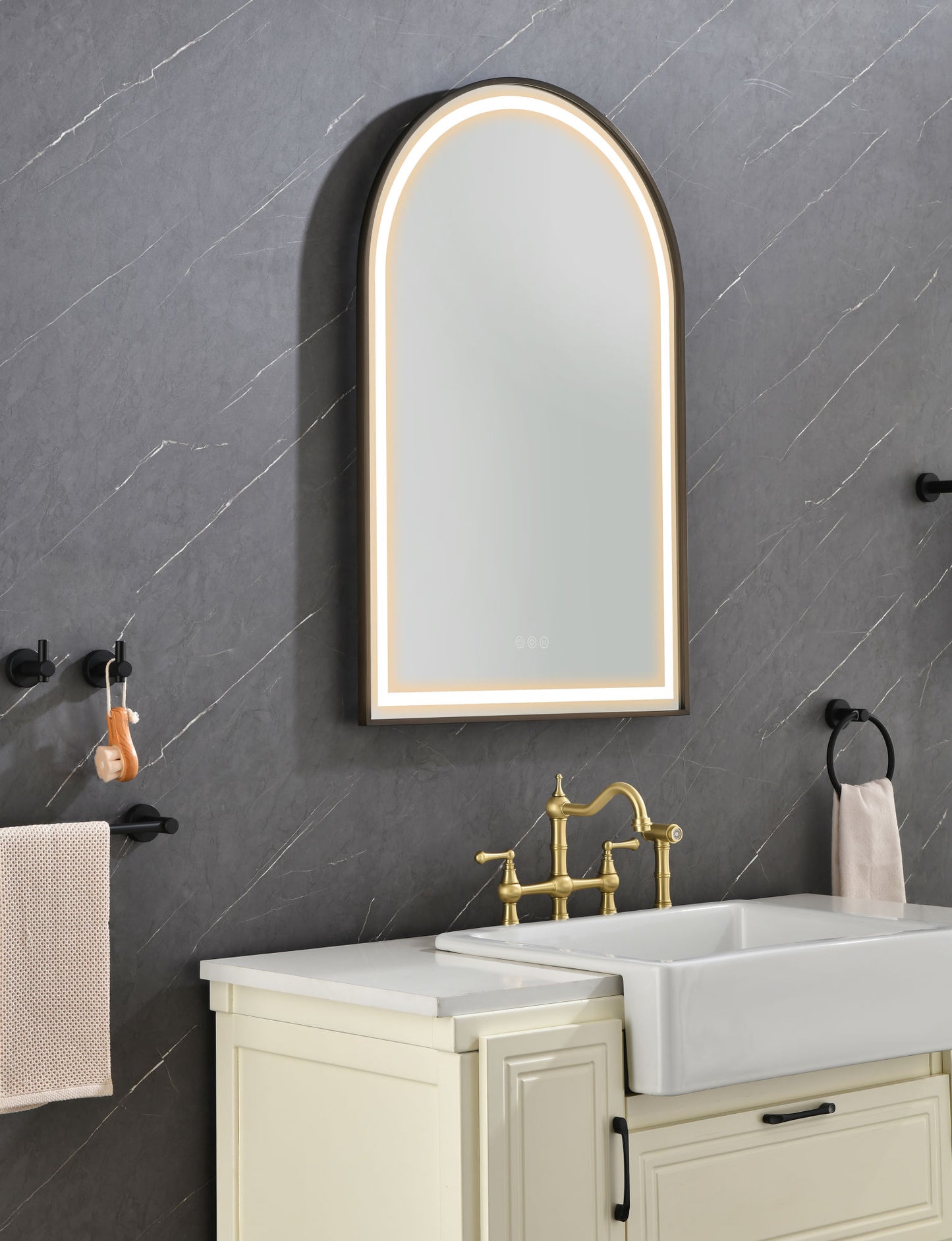 39in. W x 26in. H Oversized Rectangular Framed LED Mirror Anti-Fog Dimmable Wall Mount Bathroom Vanity Mirror Wall Mirror Kit For Gym And Dance Studio