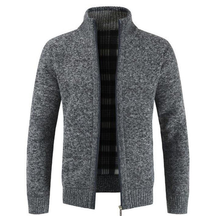 Men's Sweaters Casual Slim Full Zip Thick Knitted Cardigan Warm Sweaters