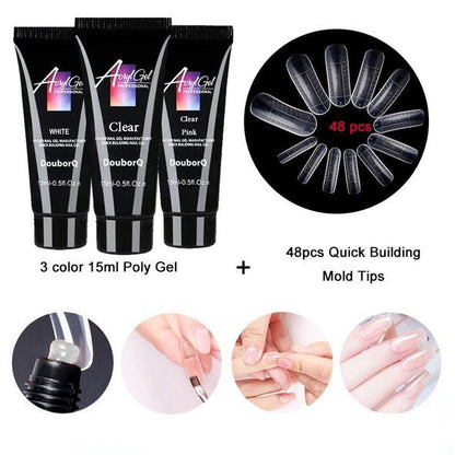 Polygel Pack Mold Tips - 3 Color