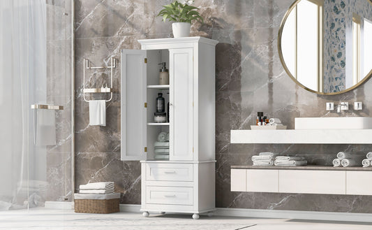 Tall Storage Cabinet with Two Drawers for Bathroom/Office