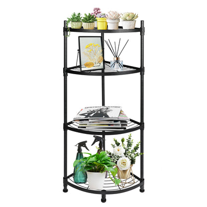 4 Tier Corner Display Rack Multipurpose Metal Shelving Unit