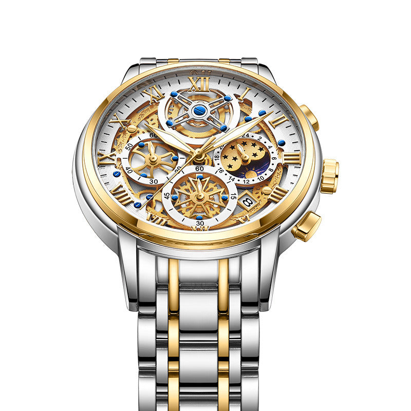 Quartz Watch Multi-Function Waterproof Hollowed