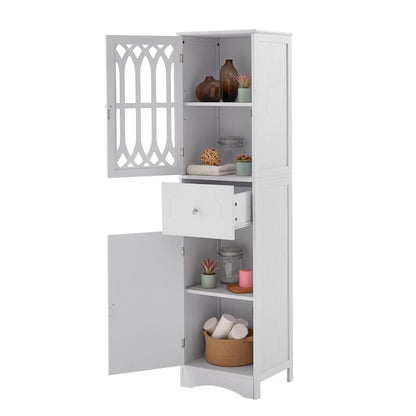 Tall Bathroom Cabinet - Freestanding Storage Cabinet with Drawer and Doors