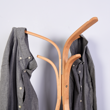 Bamboo Living Room Coat Rack with Storage