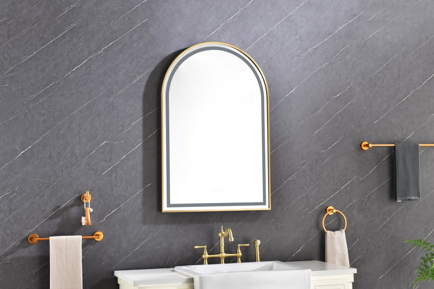 39in. W x 26in. H Oversized Rectangular Framed LED Mirror Anti-Fog Dimmable Wall Mount Bathroom Vanity Mirror Wall Mirror Kit For Gym And Dance Studio