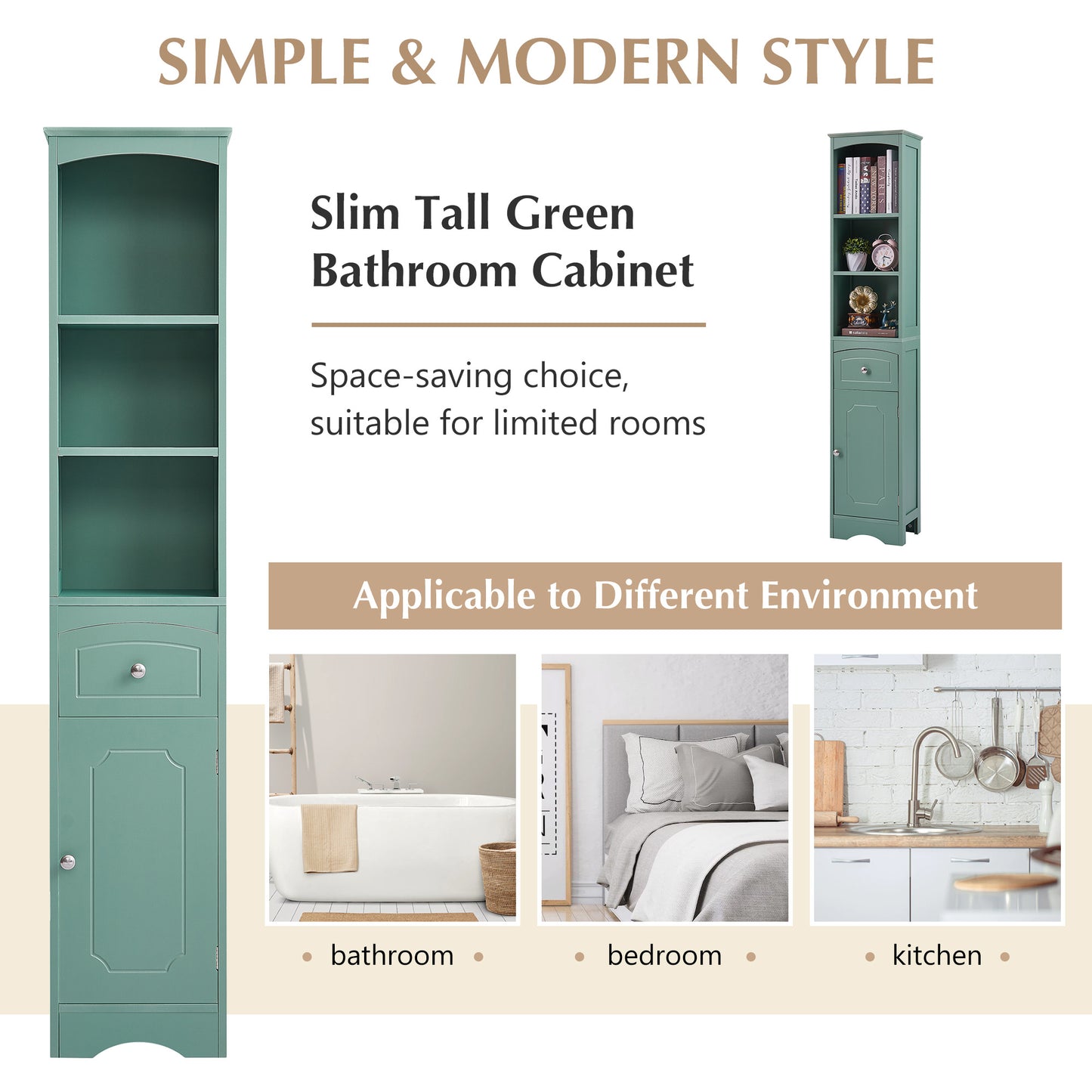 Tall Bathroom Cabinet - Adjustable Shelf