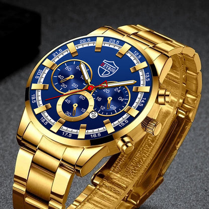 Sports Gold Stainless - Steel Quartz Wristwatch