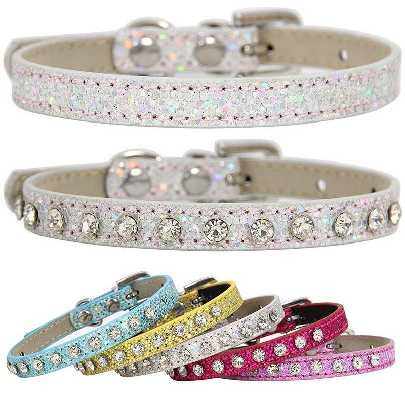 Rhinestone Cat Collar - Leather Strap