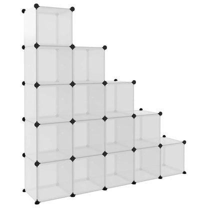 Storage Cube Organizer with 15 Cubes and Doors - Transparent